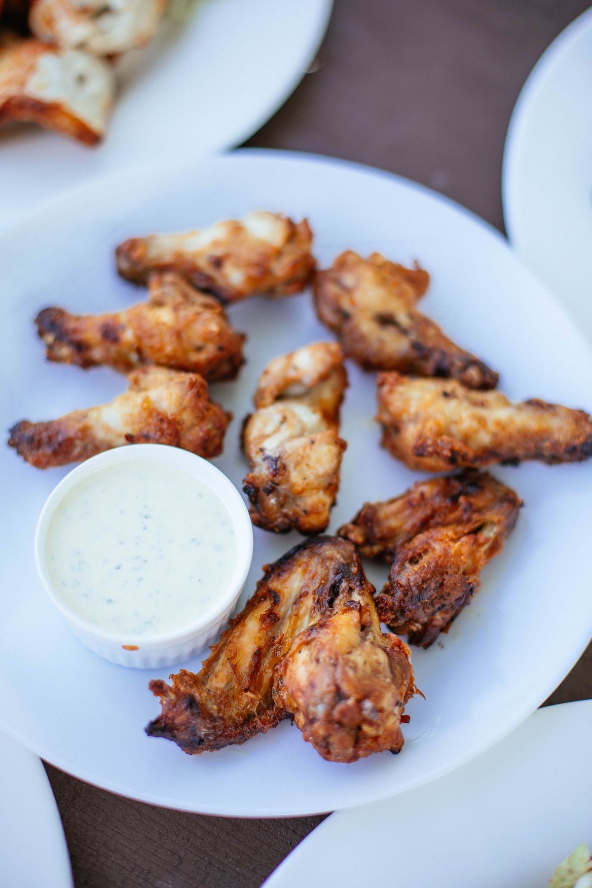A plate of grilled chicken wings